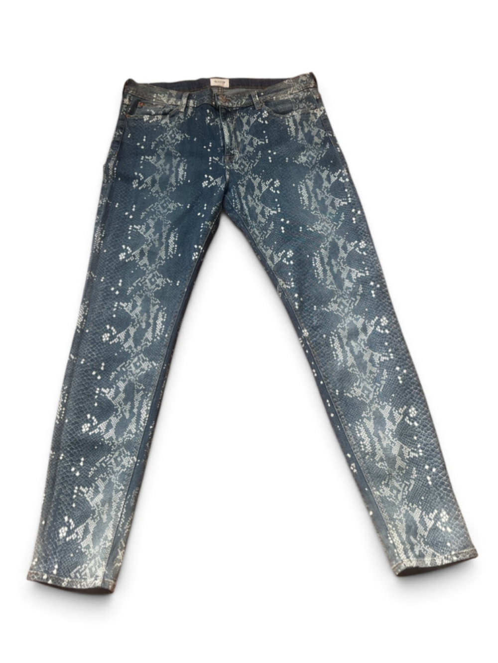 Hudson Skinny Jeans Size 31 Blue White Snake Print